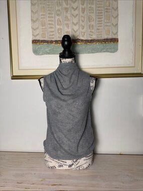 Massimo Dutti Sleeveless Cowl Neck Top - Gray